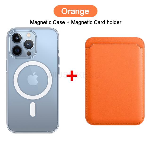 Магнитный чехол для беспроводной зарядки Magsafe для iPhone 15 13 14 12 11 Pro MAX Mini XR XS Plus, кожаный чехол-кошелек с держателем для карт