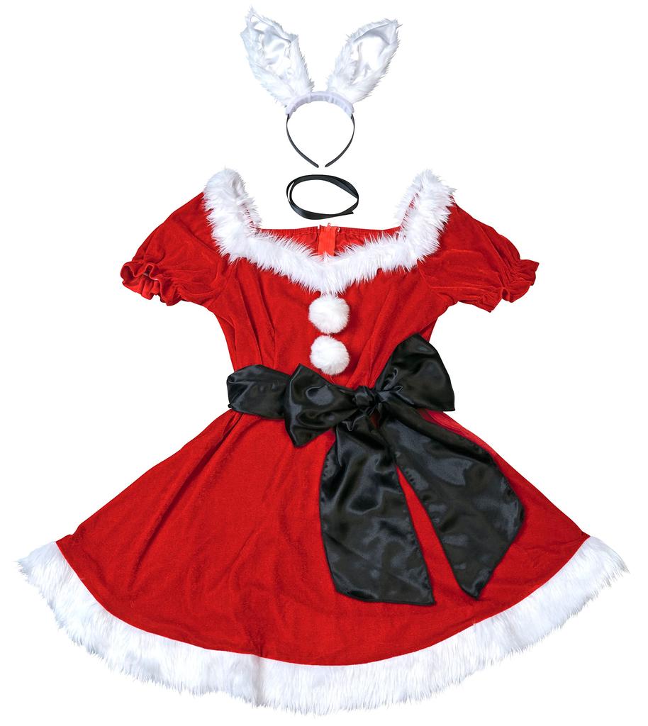 Clearstone Miminoel Christmas Cosplay Costume 2-Way Bunny Santa for Women, Red