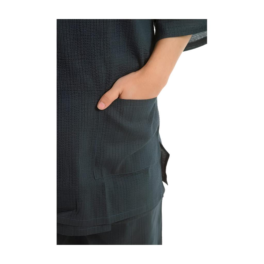 Эдотэн Джинбей Прохладное Лето Оригинальный Японский Дизайн Бог Ветра и Бог Грома Размер 5XL Мужской Шиджира-тканый (Джинбэй), Носить, 100% хлопок, окрашено вытравным способом,