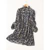 Foreign Trade Export Temperament Elegant French Style Retro Print Stand Collar Long Sleeve Chiffon Dress Women Shirt Dress