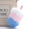 1Pcs Jewelry Key Chain Ice Cream Fluffy Pompom Faux Fur Soft Decoration Pendant Charm Key Ring