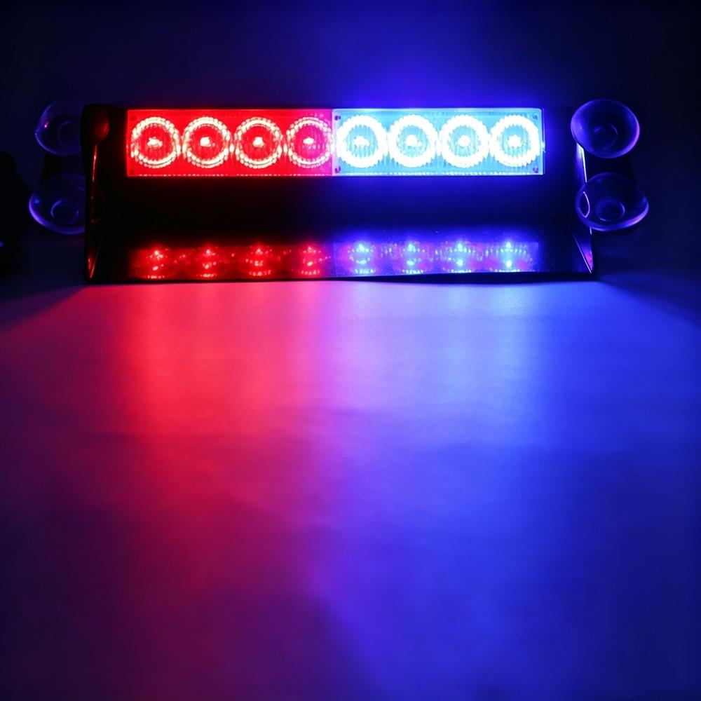 Red Blue 8 LED Strobe Light For Car 12V LED Emergency Signal Light Auto Truck Flashing Windshield Flash Lighting Cup Holders 5