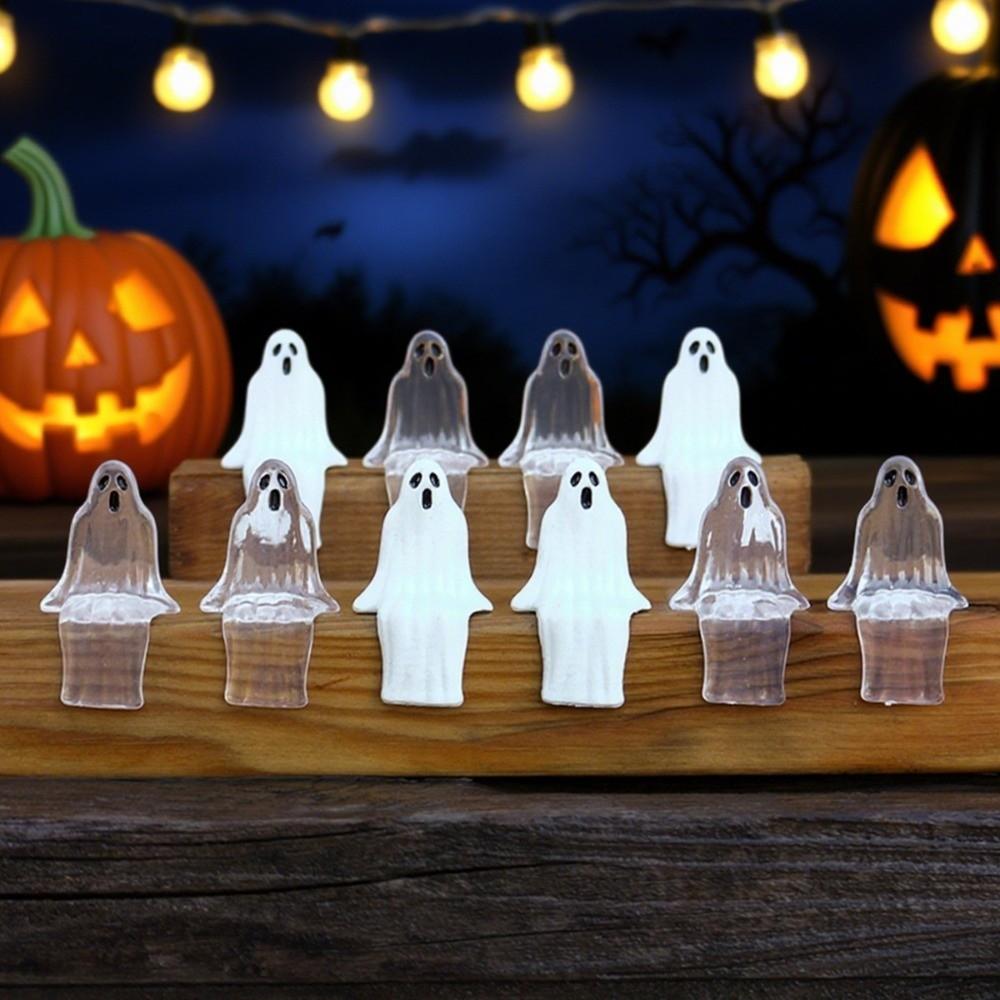 20pcs Cute Halloween Ghost Decoration Sitting Pose Ghost Statue Decorations Desktop Decoration