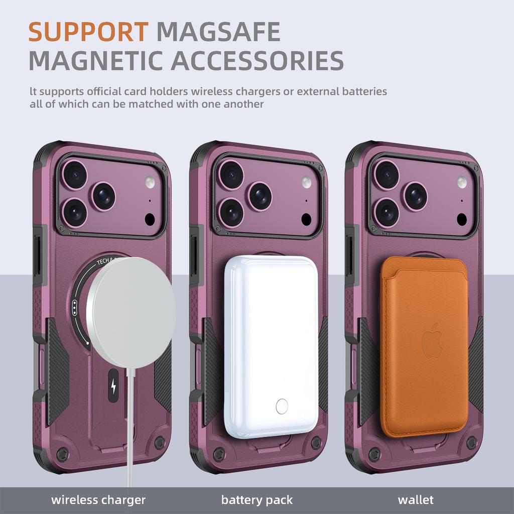 Чехол Armor For Magsafe Stand Невидимый чехол для 17 18 Pro Max 18pro 17pro Магнитная беспроводная зарядка Защитная крышка повышенной прочности