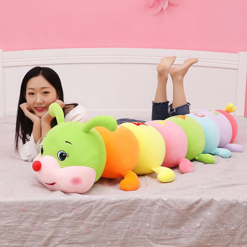 Plush Caterpillar Hug Pillow Soft Long Stuffed Toy Kids Girls Teens Decor Gift