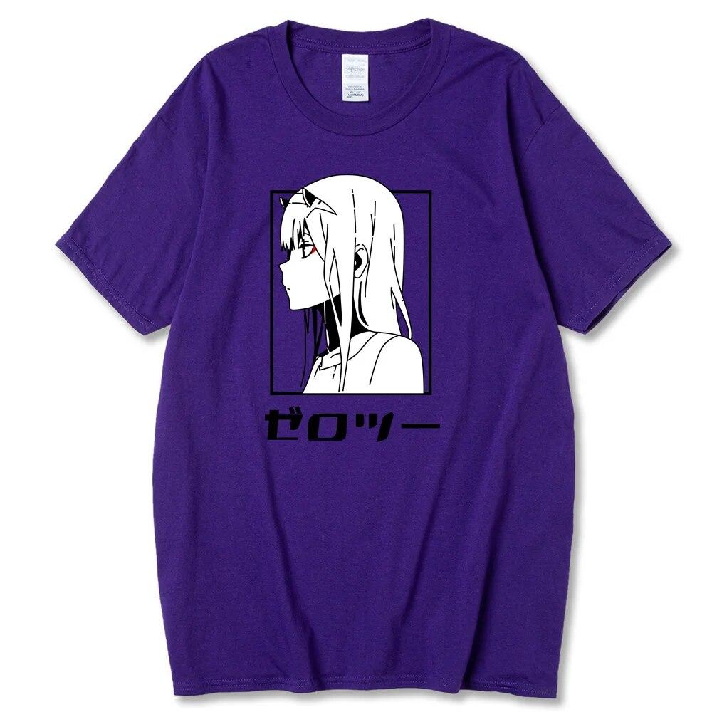 Футболка с японским аниме «Darling In The Franxx» унисекс Kawaii футболка с рисунком «Zero Two» Harajuku топы унисекс Unisexga футболки с рисунком мужской унисекс