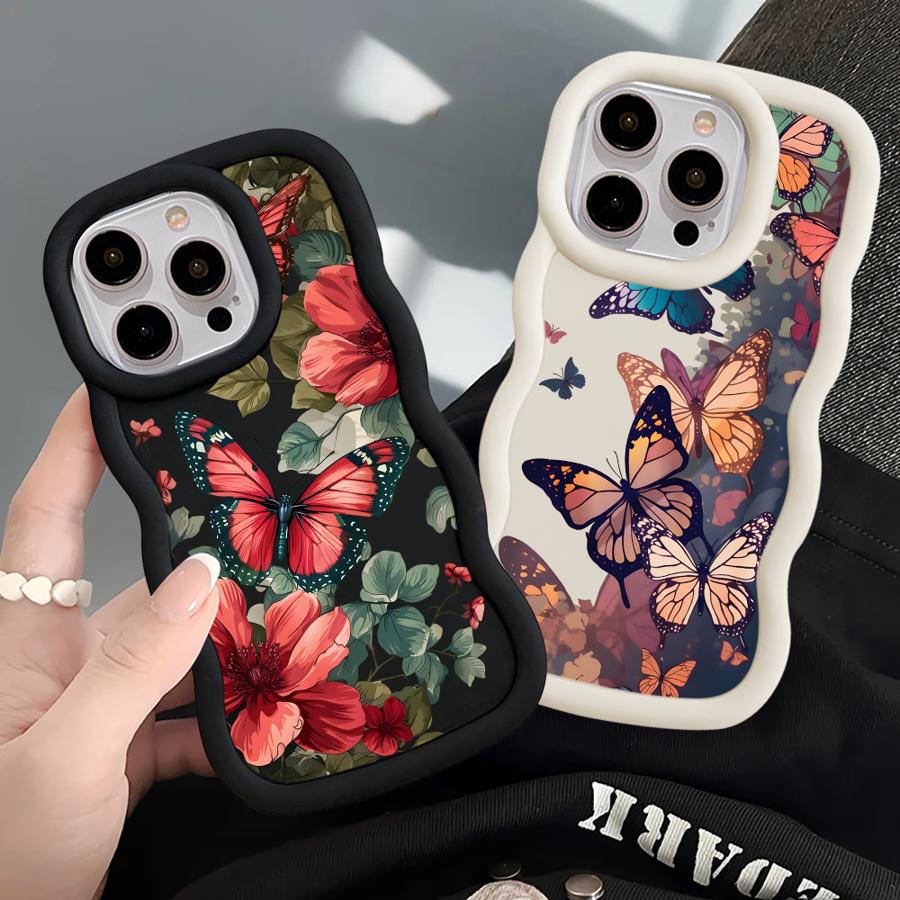 Cute Butterfly Case for iPhone 16 Pro Max 17 Air 8 11 12 13 14 XR 15 Plus Soft Phone Cover