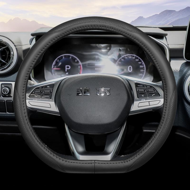 Высококачественная кожаная оплетка на руль автомобиля для BAIC BJ20 BJ30 BJ40 BJ60 BJ80 BJ90 F40 37-38см Защитная накладка на руль