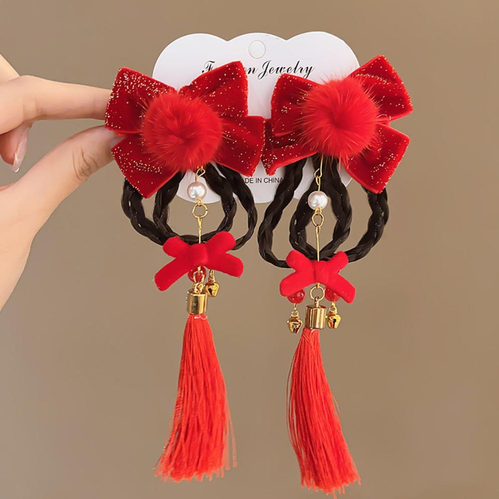 Tassels Children Bow Wig Hairpin Flower Ancient Style Hairpin Chinese New Year Headwear Girls