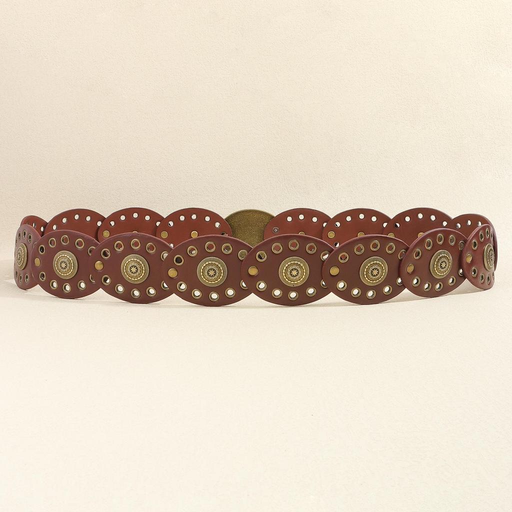 Женский ретро-платье с овальным поясом-люверсами в стиле пустоши