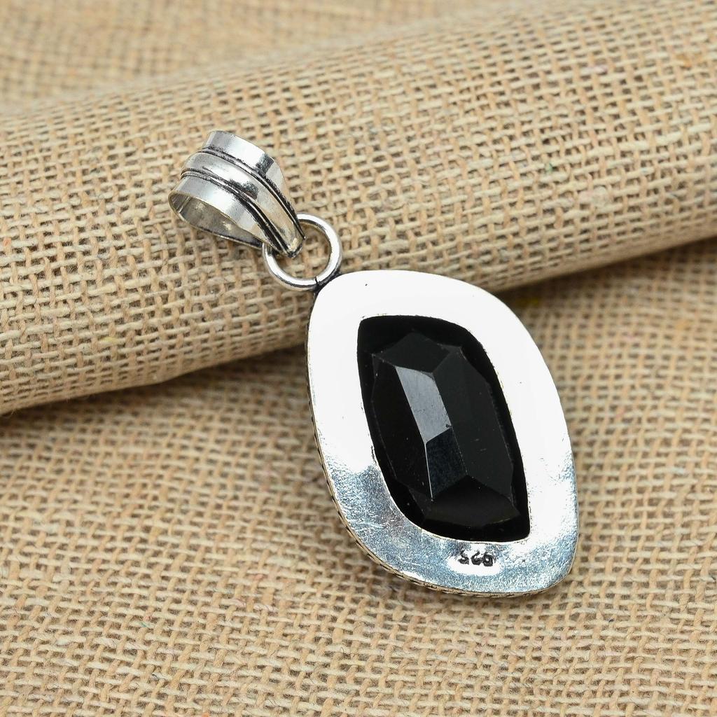 Черный шпинель драгоценный камень стерлингового серебра 925 пробы ювелирные изделия ручной работы подарок на день рождения кулон