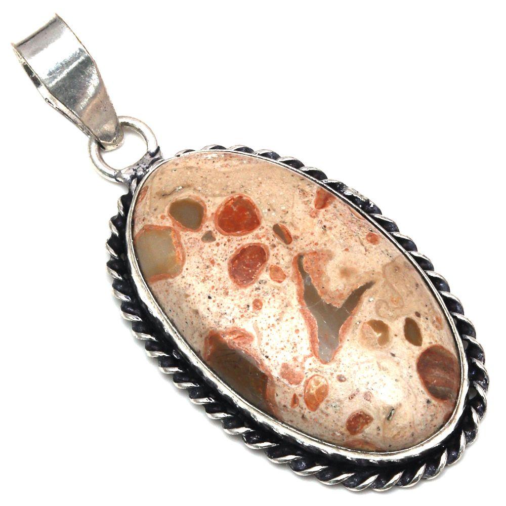 Pendant Bird Eye Jasper Gemstone Mother'Day Gift Silver Jewelry 2.25"
