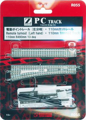 Rokuhan Z gauge R055 PC рельсовая направляющая 110 мм левая с обрезанным рельсом