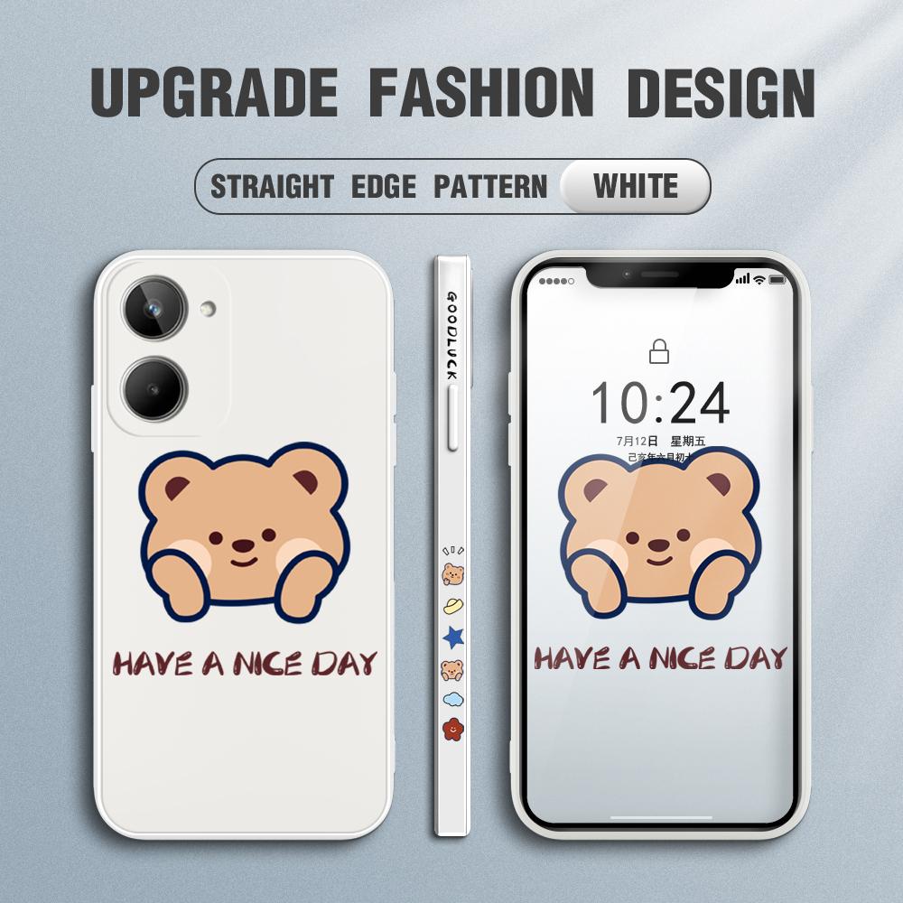 Прекрасный милый чехол для телефона с мультяшным медведем для IPhone 14 13 12 11 Samsung Galaxy S23 S22 A52 A52S, мягкий, полная защита, квадратный жидкий силиконовый чехол