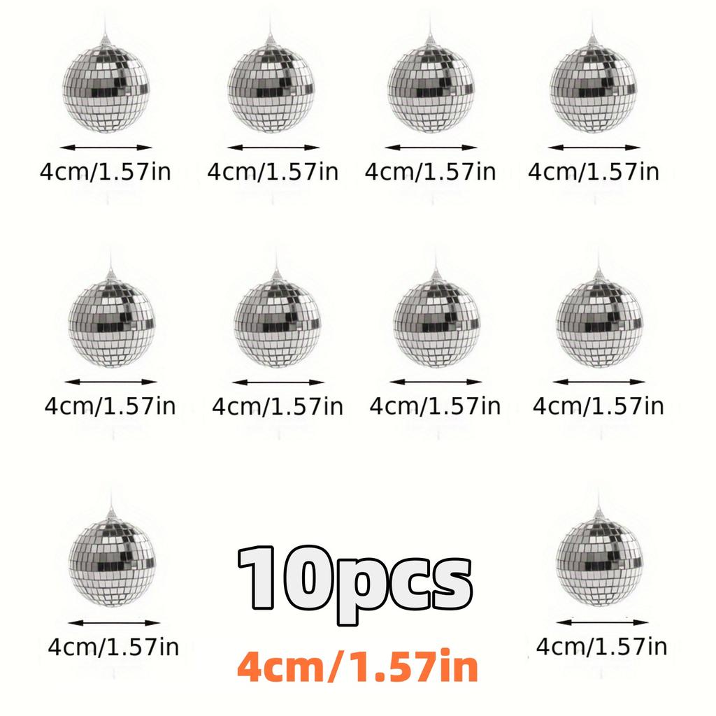10 шт. Мини-диско-шары, украшения, светоотражающие стеклянные серебряные безделушки для Марди Гра, диско-вечеринки, декор, сверкающий подарок для рождественской елки