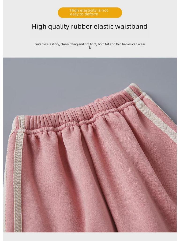 Children's Velvet Lined Casual Pants - Solid Color, Thickened Sports Trousers for Boys and Girls, Fall/Winter Wear