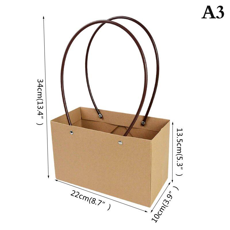 Портативная цветочная коробка, водонепроницаемая бумажная удобная сумка, крафт-сумка, подарочная коробка для вечеринки