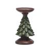 Christmas Tree Candle Holders Vintage Resin Christmas Tree Figurine Pillar Candle Stand for Home Mantel Fireplace Decor