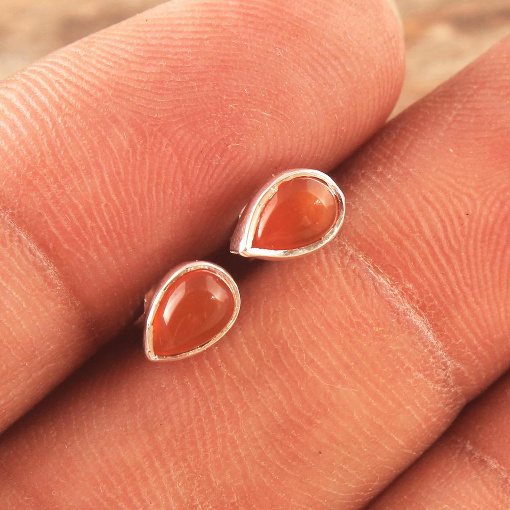 Серьги-гвоздики из натурального лабрадорита с сердоликом и лунным камнем, ювелирные изделия ручной работы из 100% стерлингового серебра 925 пробы