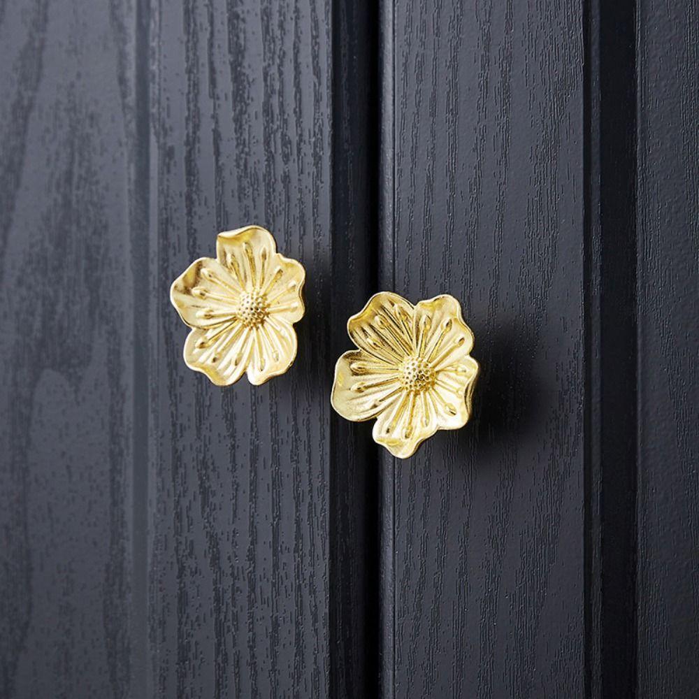 Cherry Blossom Shape Drawer Pull Handle Vintage Wardrobe Knob Ornamental Cabinet Pull Cupboard