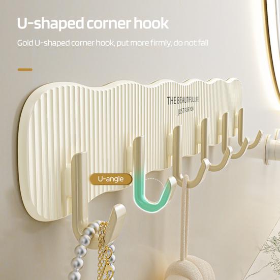 Настенный крючок без ударов, большая несущая способность, противоскользящие 6 крючков, водонепроницаемая вешалка для кухонных полотенец для ванной комнаты, шляпа, сумка на плечо, настенный органайзер