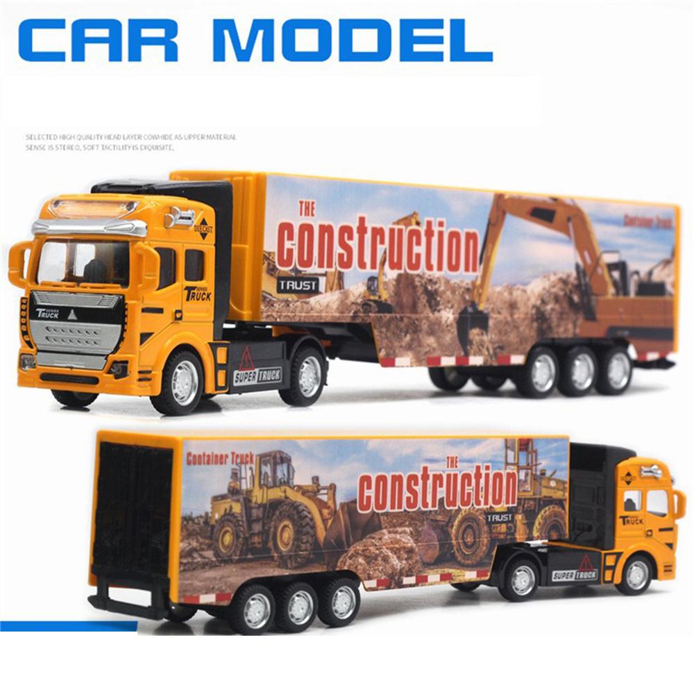 1/48 Transport Car Toy, Retractable Pedagogical Simulation Alloy, Plastic Carrier, Container Truck Model for Boys and Girls, Gifts