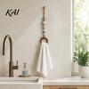 Boho Towel Holder for Bathroom Beaded Hanger, Bohemian Wall Mounted Wood Ring Hand Solid Rack Holder, Decorative Hemp Rope Storage And Kitchen