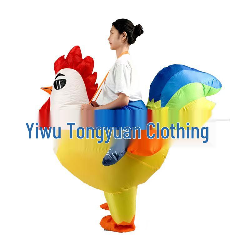 Надувной костюм "Черно-золотой петух" с крыльями - Маскот для уличной вечеринки и выступлений