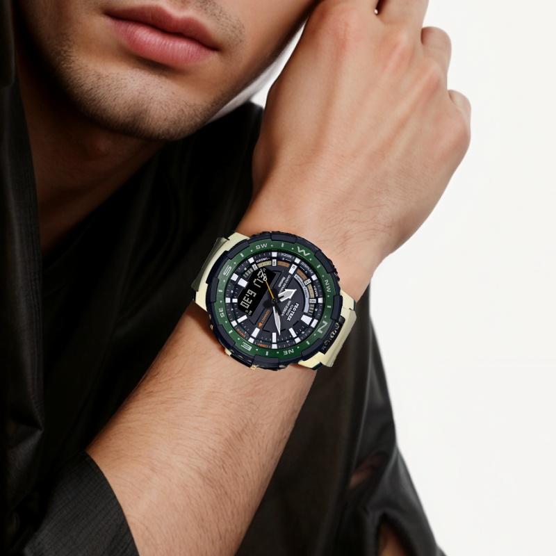 Casio Серия PRO TREK-PRT Четверная индукция Наручные часы для альпинизма Кварцевый механизм Ремешок из смолы Японские и корейские часы Мужские часы PRT-B70-5PRD