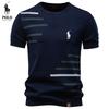 Ralph Lauren Летняя Новая Хлопковая Мужская Вышитая Футболка с Коротким Рукавом Шерстяная Мужская Повседневная Круглый Вырез Вязаная Футболка