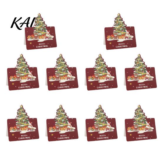 Holiday Greeting Cards 10 Pcs 3D Christmas Card, Cute Tree Santa Snowman Eve Party Favors Wreath Design for Festive Messages, Wishes Claus