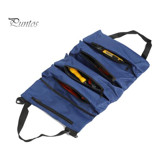 Портативная сумка для хранения инструментов, большая, с 5 отделениями, застежка-молния, водонепроницаемая, прочная, набор инструментов для ремонта, сумка-рулон на молнии