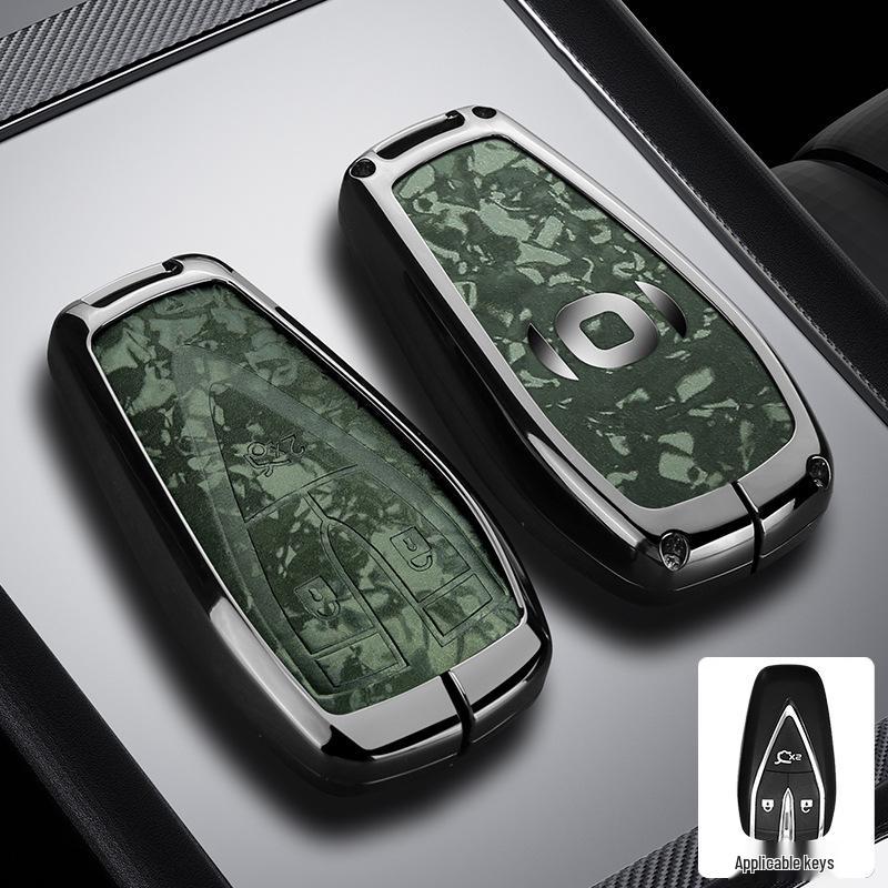 Changan Qiyuan A05/A06/A07 Key Cover - Q05 125MAX Remote Metal Shell with Leather Snap Button