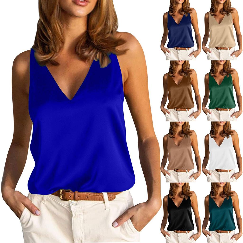 Women's Vest Sleeveless Shirts For Women  V Neck Tees Blouses Casual Basic Tops Pullover