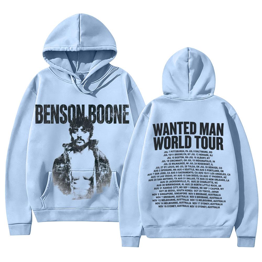 Benson Boone Merch Sweatshirts Wanted Man Ash Hoodie Fashion High Street Hoody Unisex Vintage Aesthetic Graphic Print Pullovers