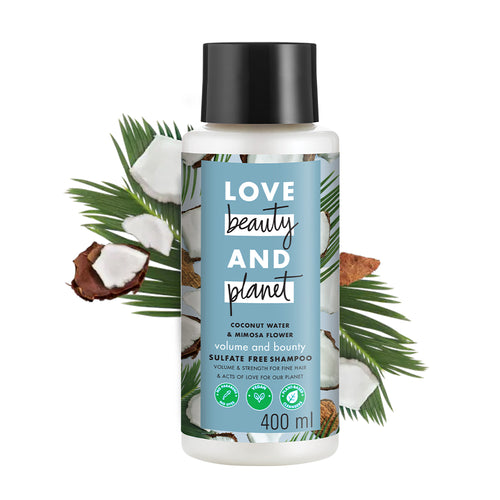Love Beauty And Planet Coconut Water and Mimosa Flower Sulfate Free Volume Conditioner and Bounty Shampoo, 400ml