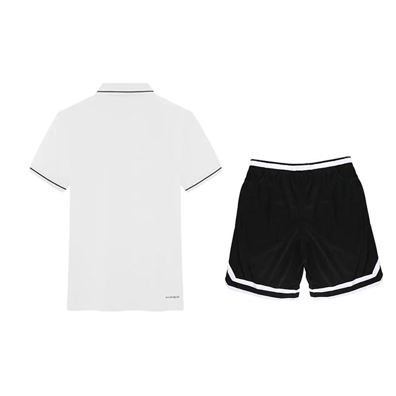 Li Ning Comfortable Versatile Short Sleeve Fashion Solid Color Shorts Casual Sports Suit Unisex Sportswear YPLV047-1+YAPV001-1