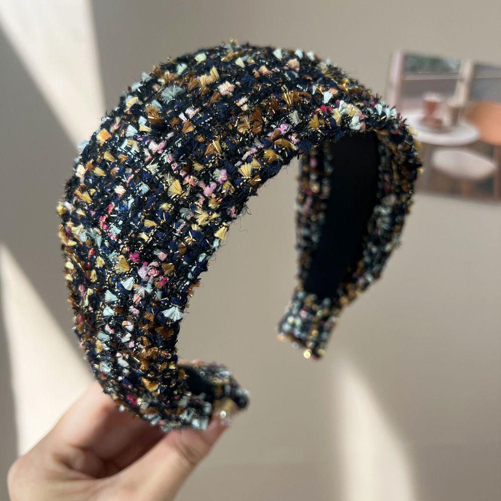 Handmade Craftsmanship Tweed Knitted Hairband Knitted Texture Anti-Slip Headband For Girls