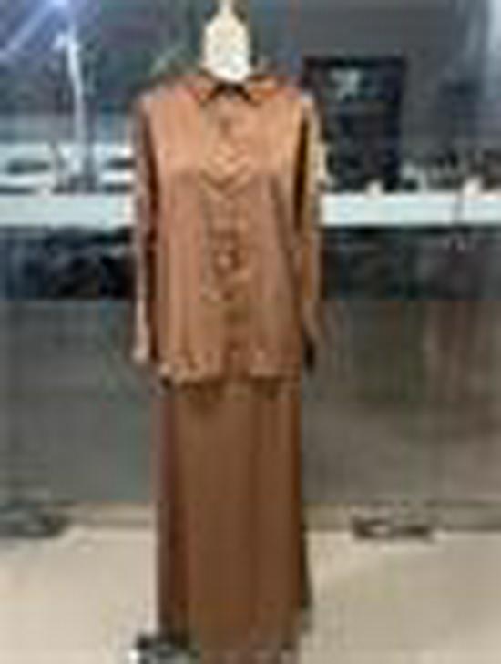 Женский модный комплект из двух предметов 2024: Топ с длинным рукавом и юбка миди