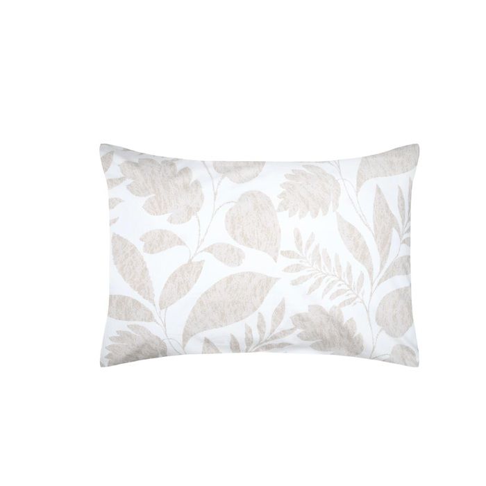 Taie d'oreiller percale de coton motif feuillage 50x70cm