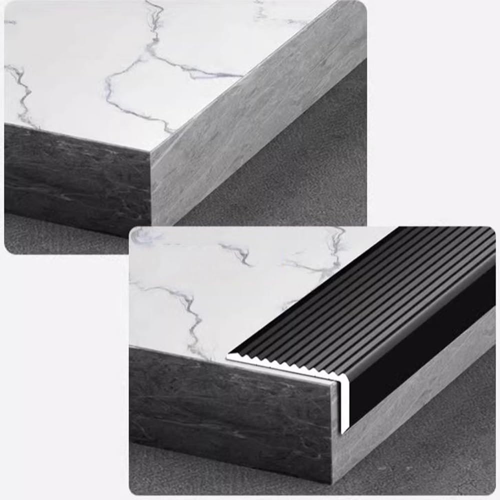 Non-Slip Stair Nosing, Metal Self Adhesive Stair Edge Protector, Aluminum Step Edge Trim StripsCorner Guards, L-Shaped Edging Transition Strip (Style