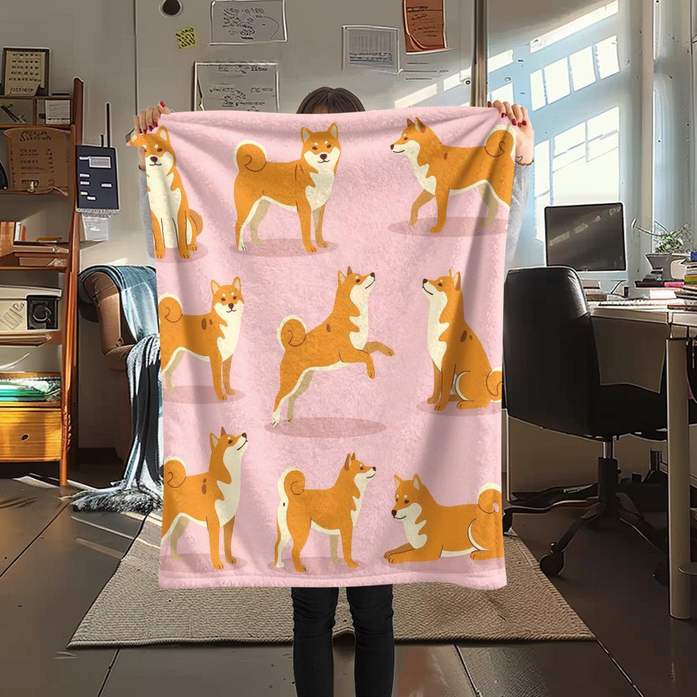 Pink background cat dog Print Flannel Blanket,High quality Comfortable for All Seasons,Home Decor,Warmth and Comfort,Perfect for Christmas Gifts
