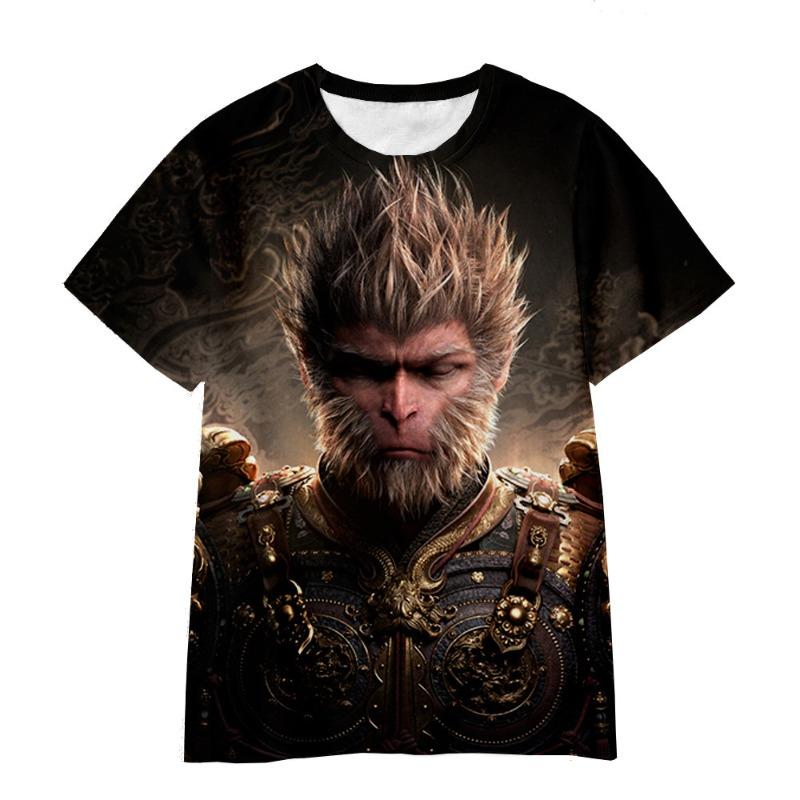 3A Action Game Black Myth Wukong Series 3D цифровая печать повседневные свободные футболки с круглым вырезом и короткими рукавами мужские