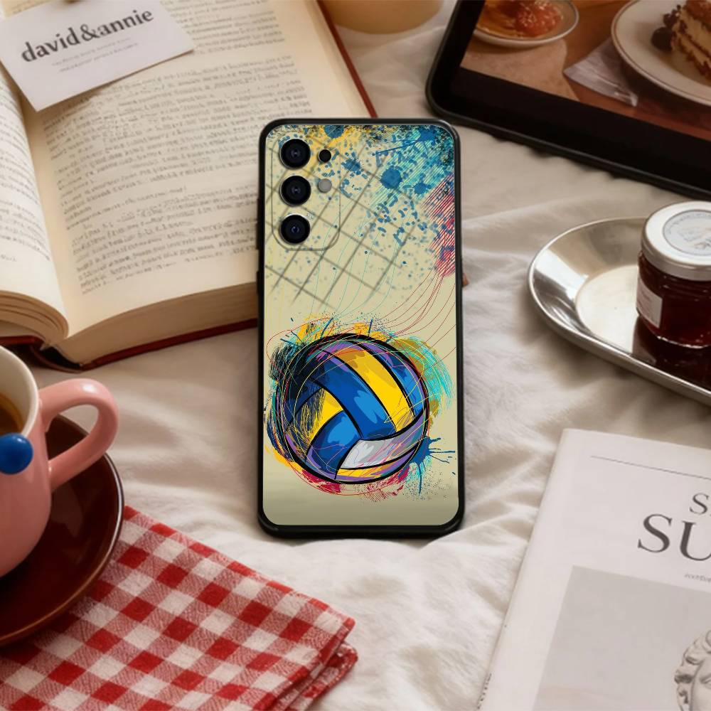 Крутой Спортивный Пляжный V-Волейбол Чехол Для Телефона Для Samsung S 25,24,23,22,30,21,10,9,Ultra,Plus,Lite,FE,4,5 G Мягкий Черный Чехол