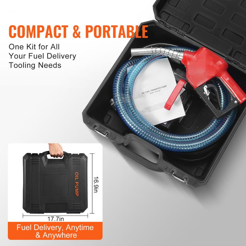 SucceBuy Fuel Transfer Pump 12V DC 10 GPM 1/4 HP Portable Electric Diesel Transfer Pump with Automatic Shut-Off Fuel Nozzle Box