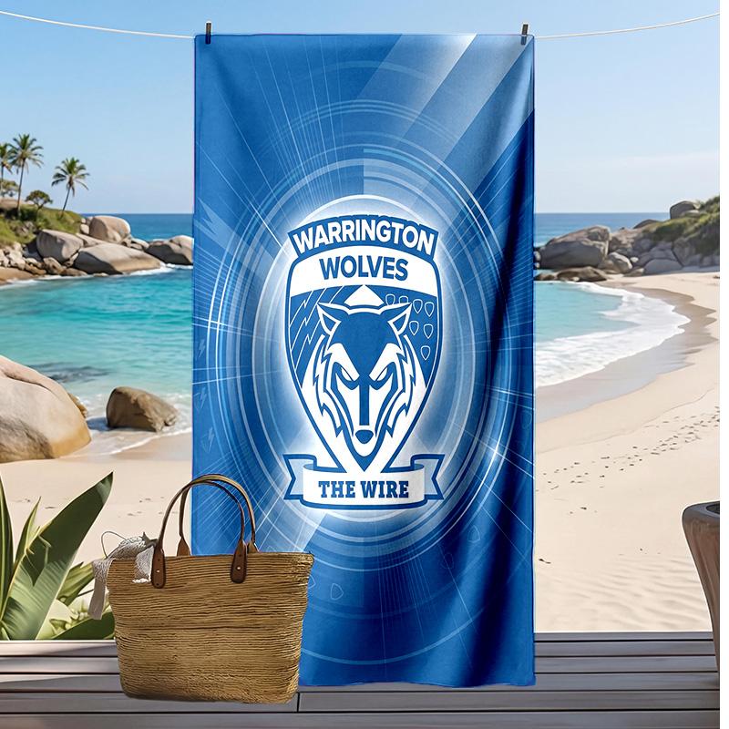 Warrington Wolves Print Beach Towel Soft Portable Quick?dry Towel For Pool Summer Vacation Outdoor Sport