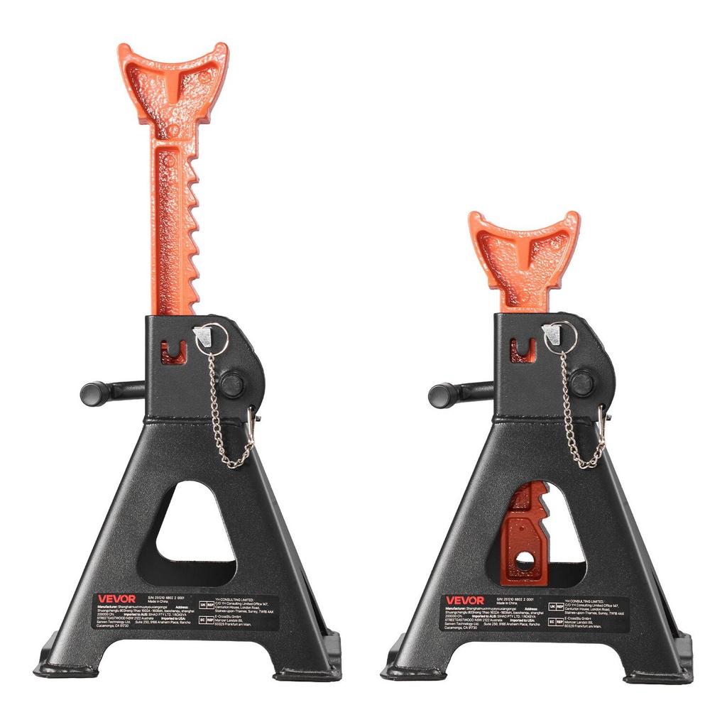 Jack Stands, 3 Ton (6,600 lbs) Capacity, 275-415 mm Adjustable Height, Heavy Duty Steel Jack Auto Stands with Double Locking, for Lifting SUV, Pickup,
