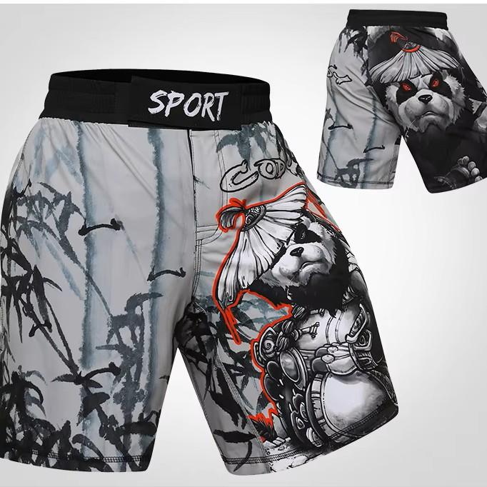 Шорты ММА Муай Тай Кикбоксинг Унисекс Мужские Женские Тренировочные Быстросохнущие Принт Эластичный Пояс Спортзал Фитнес Тренировки