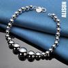 925 Sterling Silver Smooth Gradient Large Round Bead Bracelet Fashionable Wedding Jewelry