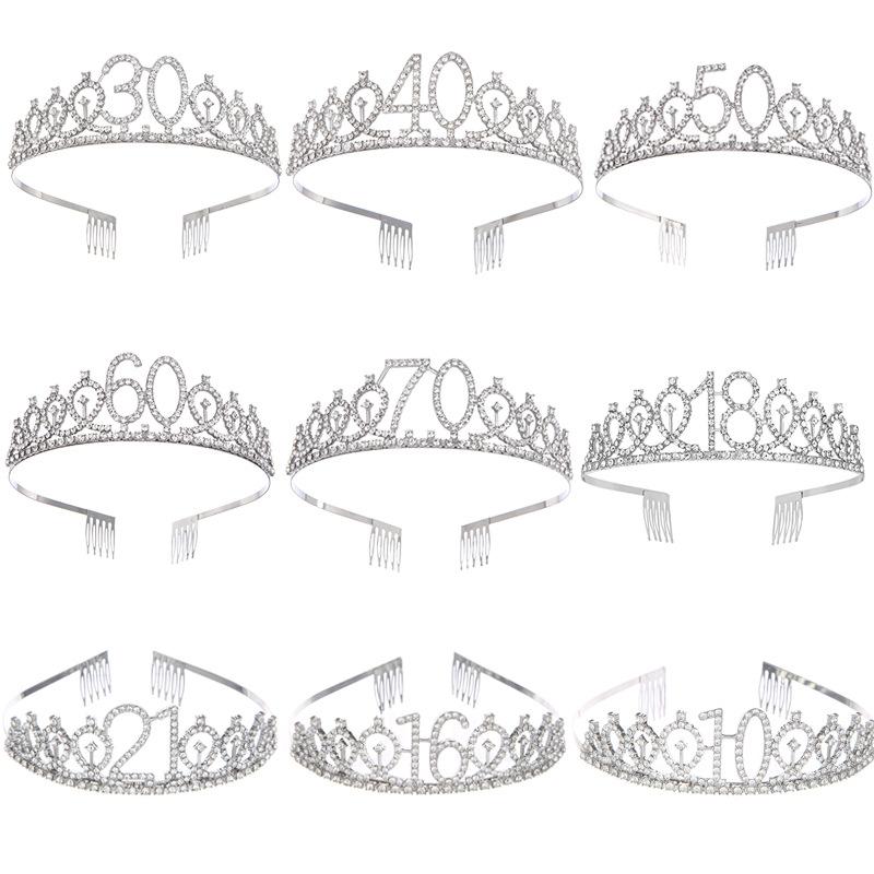 Модный сплав цифровая корона ободок со стразами корона на день рождения головной убор для мальчишника выпускной бал аксессуары для волос